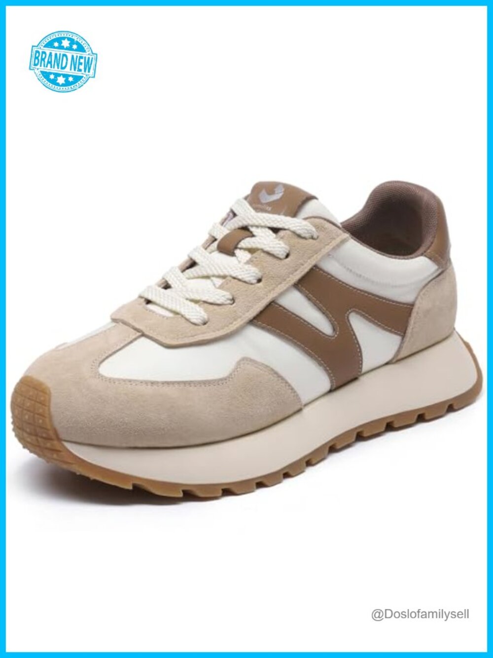 Women's Comfort Platform Sneakers Breathable Suede Leather Lace-Up Walking